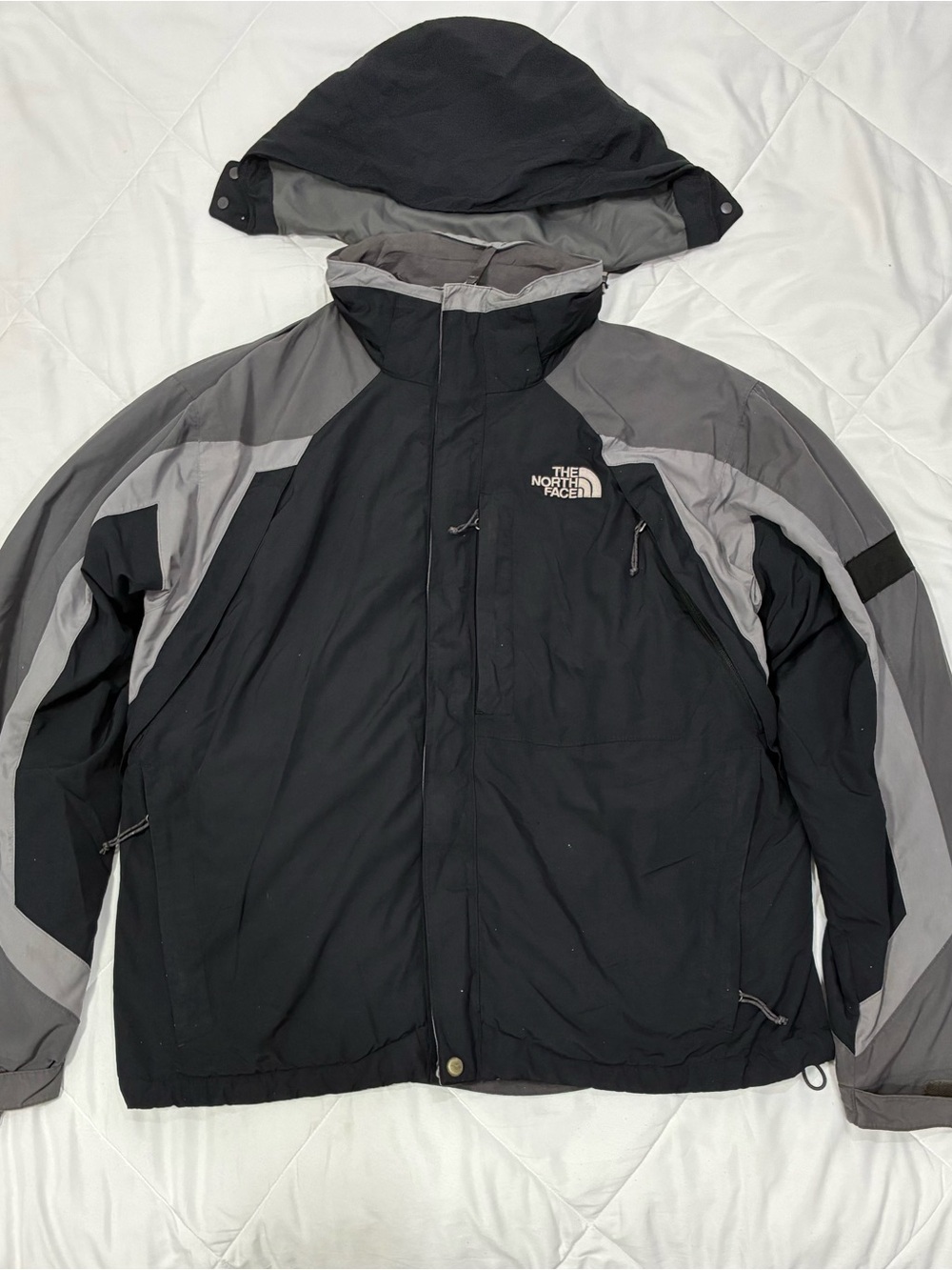 The North Face Black and Gray Men’s Rain Shell with Detachable Hood